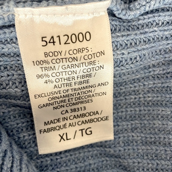 Elle Womens Swiss Dot Pullover Sweater Blue White Long Sleeve Cable Knit XL - Picture 3 of 4